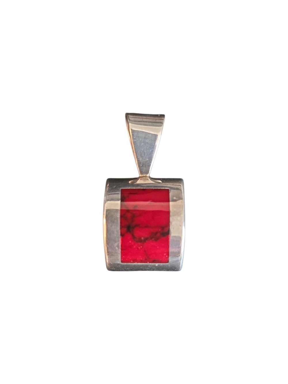 Sterling Silver Rectangular Red Jasper + Sterling Pendant